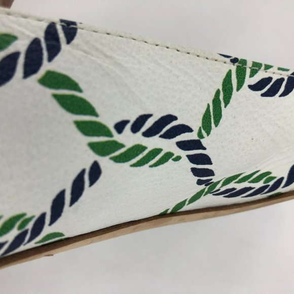 Tory Burch Maritime ankle wrap white navy green ballet flats 6.5 Isle - Picture 13 of 16